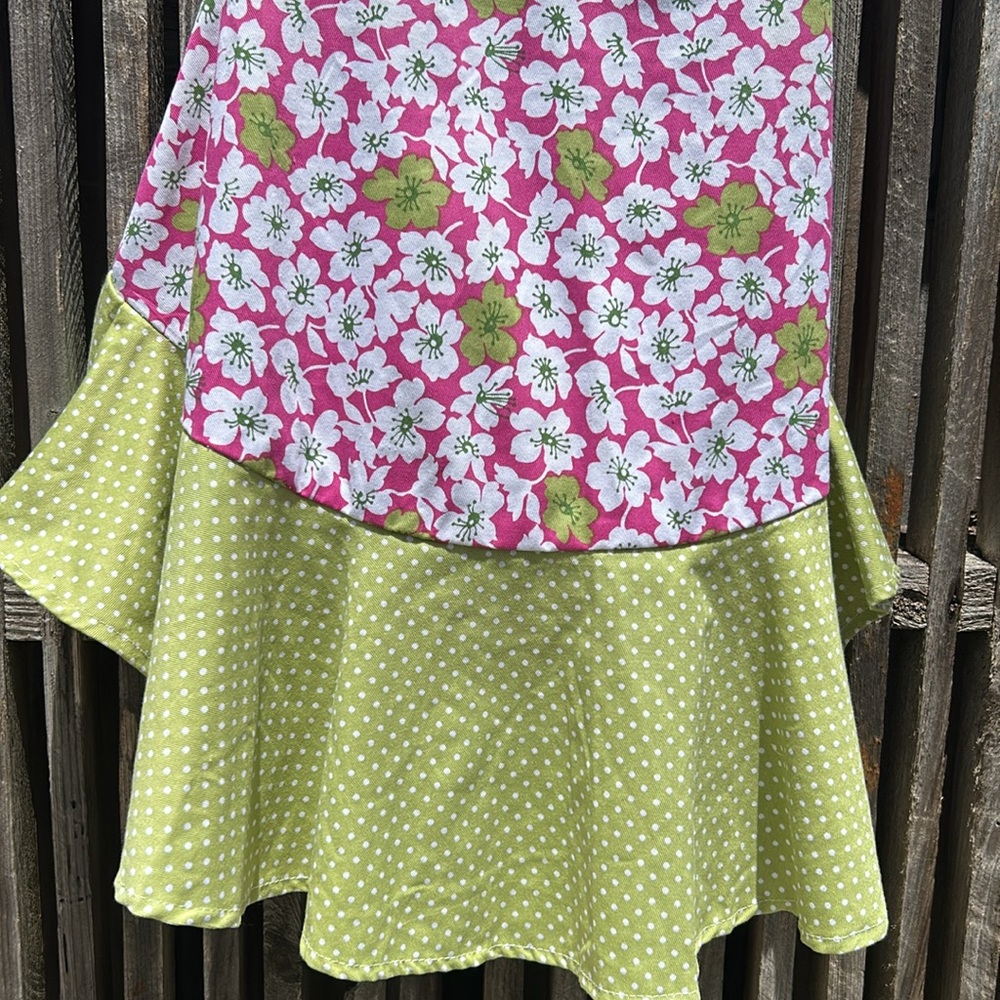 Laura Ashley chef apron hot pink green and white floral print 100% cotton 32” - Picture 4 of 9